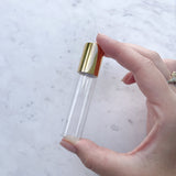 15ml Clear Roller Bottle – Gold Lid