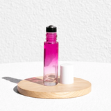 10ml Pink & Clear Gradient Glass Roller Bottle – White Lid