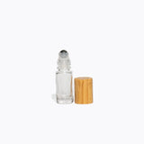 5ml Mini Glass Roller Bottle - Bamboo Lid