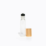 15ml Clear Roller Bottle – Gold Lid