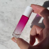 10ml Pink & Clear Gradient Glass Roller Bottle – White Lid