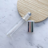 15ml Clear Roller Bottle – Silver Lid